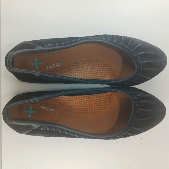 Beartraps Norma Round Toe Wedge Slip On Ballet Flats Women's 8.5 Black 1.5" Heel - Picture 4 of 9